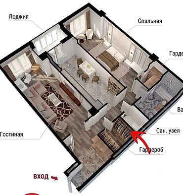 2023: 2 комнаты, 89 м², Золотой квадрат Элитка, 12 этаж, ПСО (под самоотделку) — 1