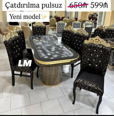 Bitkilər: Qonaq otağı üçün, Yeni, Açılmayan, Dördbucaq masa, 6 stul