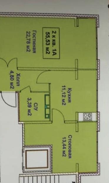 фламинго: 2 комнаты, 56 м², Ынтымак ж/м Индивидуалка, 6 этаж, ПСО (под самоотделку) — 10