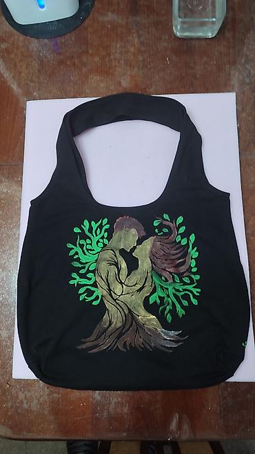 Torbe: Unikatne ručno oslikane pamučne torbe preko ramena - Materijal — 1