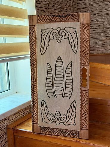bilyard stolu: Əl oyma taxtadan nərd-şahmat dəsti - Material: keyfiyyətli bərk ağac — 6