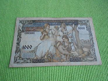 Prodajem novčanicu od 1000 dinara iz 1941. godine. Slanje Beksom. Sa