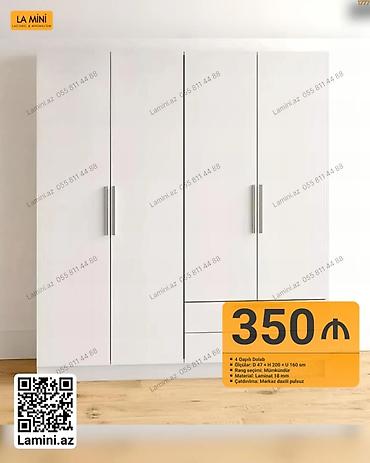Ev üçün mebel: 4 qapılı dolab - Ölçülər: Dərinlik 47 sm × Hündürlük 200 sm × Uzunluq — 1
