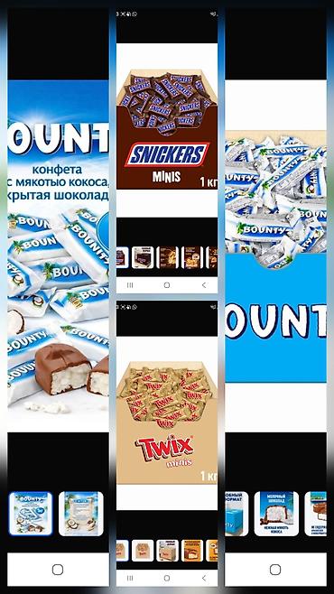 ürək konfet qiyməti: Twix, Bounty və Snickers Minis – qarışıq şokolad konfetləri (1 kq-lıq — 1
