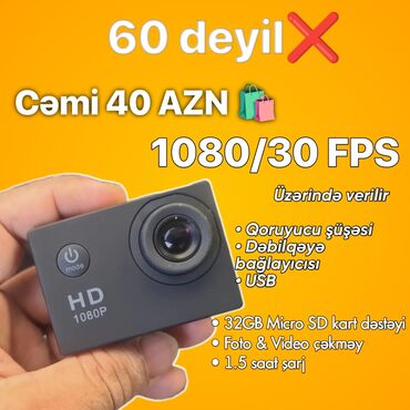 Videomüşahidə: 1080/30FPS Action Camera 2 ədəd qalıb (iksi birgə alana endirim) •