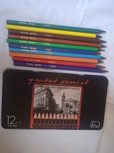 Чернографитные карандаши graded pensil 12шт 8b-2h цветные карандаши