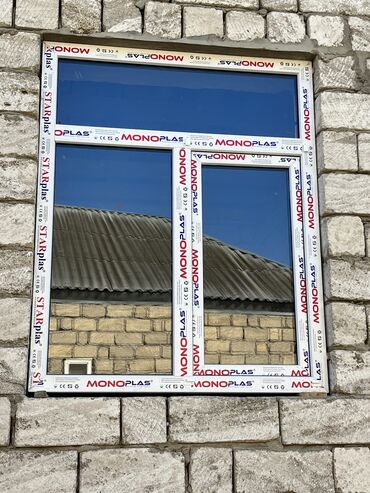 Plastik pəncərələr: Yeni İkiqat şüşə paketi Plastik pəncərə, Еni: 50 sm, Uzunluğu: 100 sm, Pulsuz quraşdırma — 14