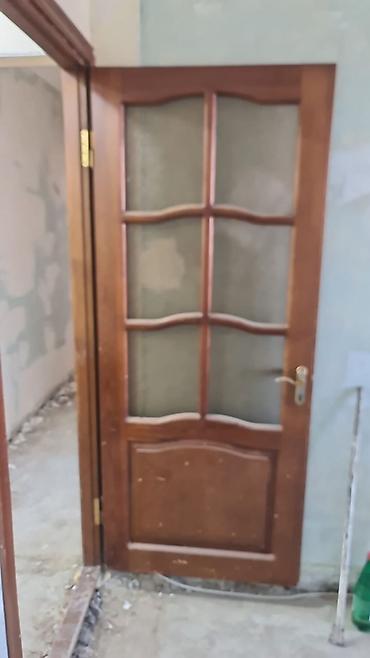 qapi: Taxta çərçivəli şüşəli otaq qapısı 2.5x80 4 eded qapi - Material — 1