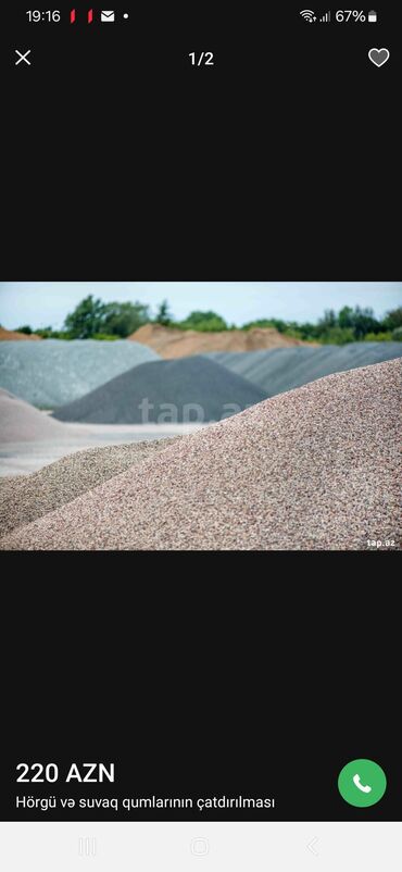 Qum: Bütün növ tikinti matrialları qum çınqıl assep qara qum qrabil daş — 10