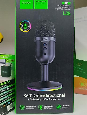 rant ace: HOCO L25 — настольный всенаправленный микрофон с RGB‑подсветкой — 1