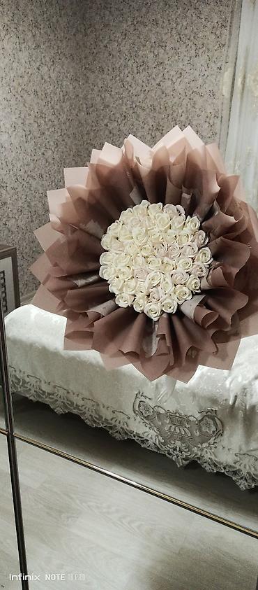 gul magazasi: Məhsul: Zərif gül dəstəsi - Tərkib: Açıq krem rəngli (ivory) mini — 2
