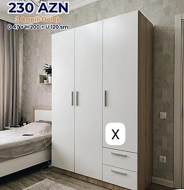 paneler: 3 qapılı dolab Ölçülər: Dərinlik 47 sm × Hündürlük 200 sm × En 120 sm — 1