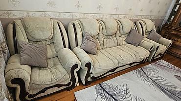 Divan və kreslo dəstləri: İşlənmiş, Klassik divan, 2 kreslo, Bazasız, Açılan — 3