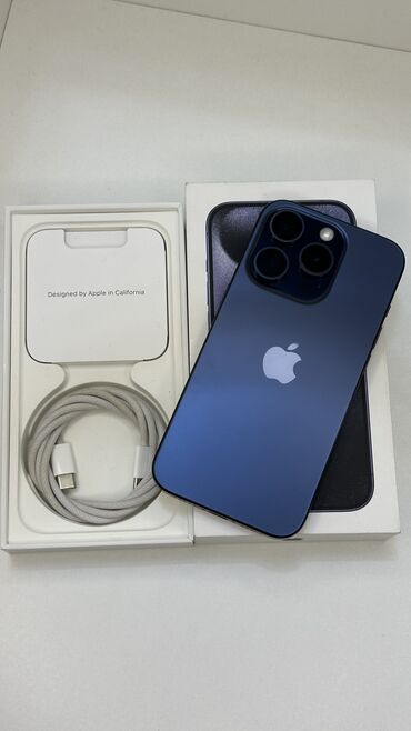 Apple iPhone: IPhone 15 Pro, Б/у, 256 ГБ, Blue Titanium, Кабель, Коробка, 98 %