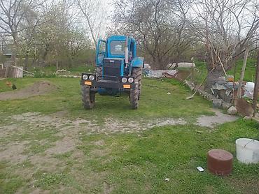 yem qıran: Mavi rəngli təkərli traktor, arxaya qoşulan ot yığan/çırpıcı (saman-ot — 3