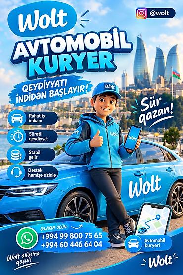 Sürücü-kuryer tələb olunur, Nəqliyyat təmin edilir, Gündəlik ödəniş, Təcrübəsiz