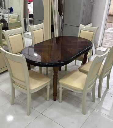 Divan və kreslo dəstləri: Qonaq otağı üçün, Yeni, Oval masa, 6 stul