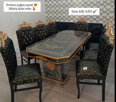 Qonaq otağı üçün, Açılmayan, Dördbucaq masa, 6 stul