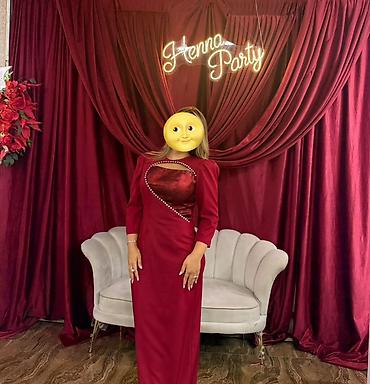 Bordo rəngli ziyafət/şənlik libası - Model: maxidress, düz kəsim -