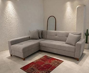 divan künc: - Künc divan, L formalı dizayn - Parça üzlük: açıq boz rəng, yumşaq və — 1