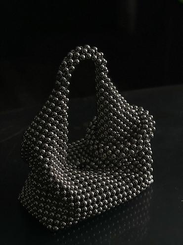 серебряные: Сумка из декоративных бусин ручной работы - Необычный дизайнерский — 9