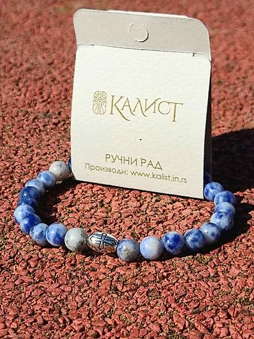 Narukvice: Kalist kamene brojanice od prirodnog sodalita, sa blagoslovom SPC — 8