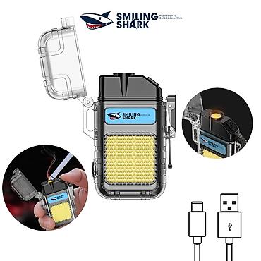 usb: Smiling Shark çoxfunksiyalı USB-doldurulan fənər və tütün alışdırıcı - — 1