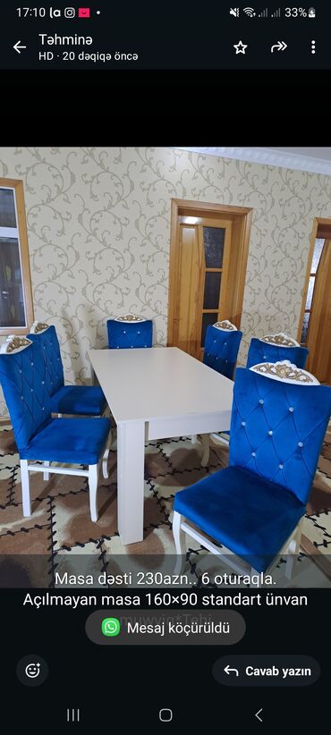 купить айфон 6 с бу: Masa dəsti 230azn. 6 oturaqla. Açılmayan masa 160×90 standart ünvan