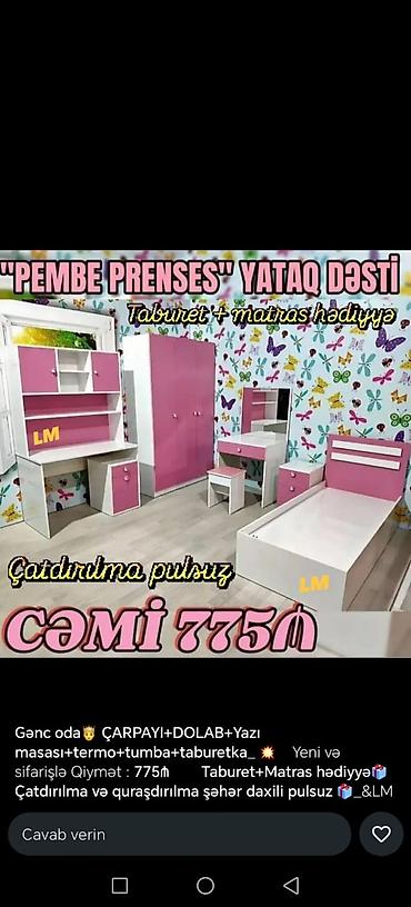 Мебель: Gənc yataq dəstləri 1) Gənc yataq dəsti – 499 AZN - Komplekt: dolab + — 9