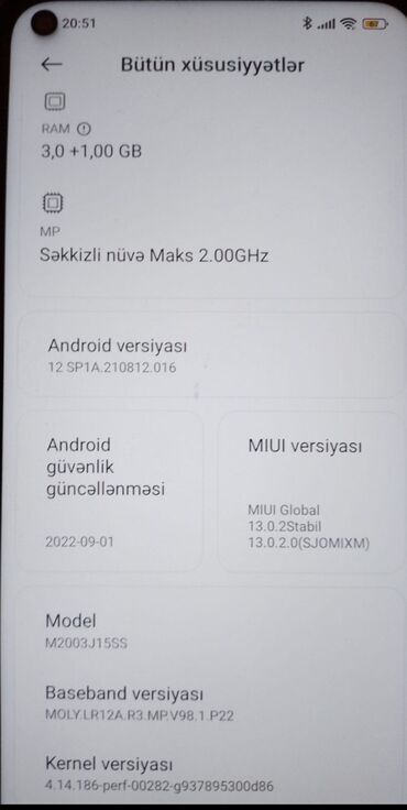 telefonlar 32 s: Xiaomi Redmi 9, 64 GB, 
 Barmaq izi, Face ID