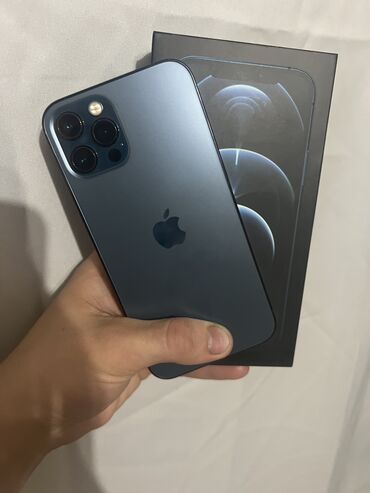 Apple iPhone: IPhone 12 Pro, Б/у, 128 ГБ, Blue Titanium, Зарядное устройство, Защитное стекло, Чехол, 76 %