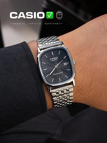 klassik saatlar: CASIO Quartz kişi qol saatı - Zərif düzbucaqlı (yüngül yumru künclü) — 1