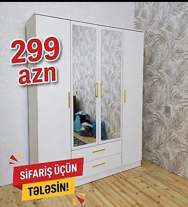 qarderob otagi: Ağ rəngdə 3 qapılı paltar şkafı: - Orta hissədə tam boy güzgü — 1