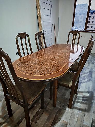 taxt 2ci əl: Qonaq otağı üçün, İşlənmiş, Açılmayan, Oval masa, 6 stul — 1