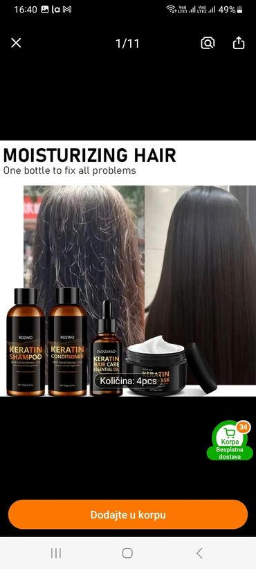 Nega kose: Set za negu kose marke Rozino, obogaćen keratinom, dizajniran za — 10