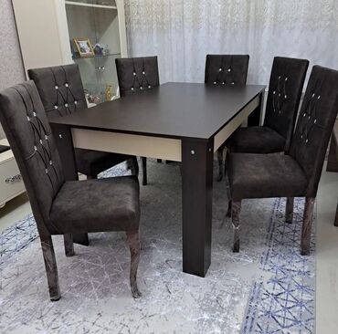 Комплекты столов и стульев: Для гостиной, Новый, Прямоугольный стол, 6 стульев