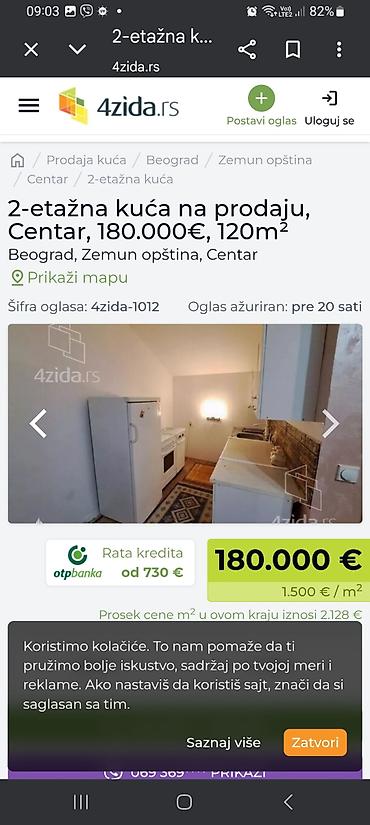 Kuće na prodaju: Dvoetažna kuća, 120 m², Beograd – Zemun, Centar - Raspored: dve etaže — 11