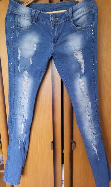 guess jeans karirane pamuk: Jeans, Regular rise, Ripped