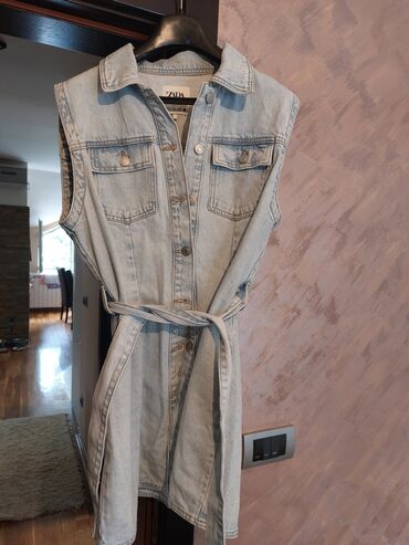 letnje teksas haljine: Zara XL (EU 42), bоја - Svetloplava, Na bretele