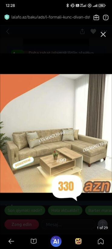 Divanlar: Künc divan, Yeni, Açılan, Bazalı, Parça, Pulsuz çatdırılma — 1