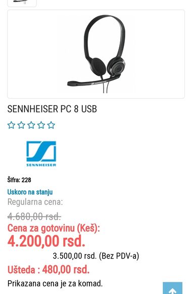 infinity zvucnici: Original Nove iz direktno Nemacke "SENNHEISER PC 8 USB"® Vrhunsko