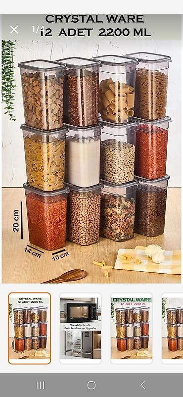 CRYSTAL WARE qida konteyner dəsti – 12 ədəd, hər biri 2200 ml - Ölçü