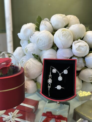 Серебряные наборы украшений: Набор украшений, Проба 925, Женские, Новый
