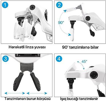 persol eynək: USB ilə doldurulan LED işıqlı başa taxılan böyüdücü eynək — 6