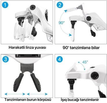 Отопление и нагреватели: LED işıqlı başa taxılan böyüdücü eynək dəsti Xüsusiyyətlər: - 5 ədəd