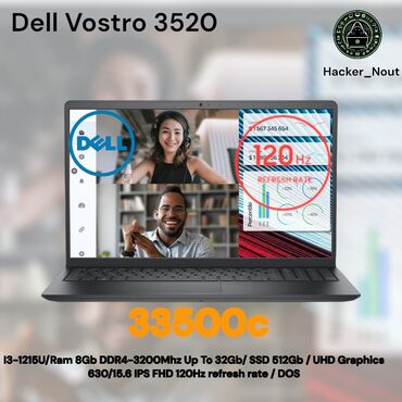 Ноутбуки: Ноутбук, Dell, 8 ГБ ОЗУ, Intel Core i3, 15.6 ", Новый, Для несложных задач, память SSD