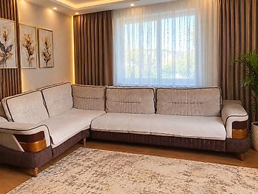 Künc divanı – müasir skandinavi üslubunda, iki rəngli (bej üst hissə