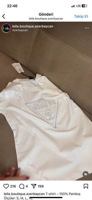 Futbolka və maykalar: Guess T-shirt satilir 1 defe geyinilib Yeni kimidi