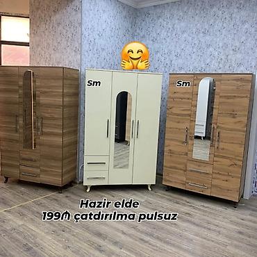 Dolablar: Dolab yeni qarderob paltar dolabı güzgülü 3 qapılı siyirməli rəng — 1