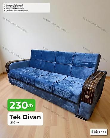 Диваны: Tək Divan – 210 sm - Mexanizm: açılan, bazalı (yataq funksiyası ilə) — 1